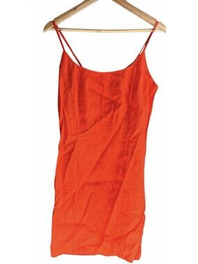 Vintage 90s Switch Women's Linen Blend Strappy Mini Dress USA Made Orange Size 7